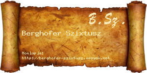 Berghofer Szixtusz névjegykártya